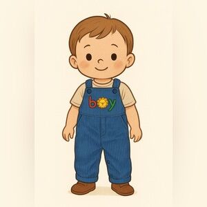 Health Tex Vintage 70s 80s Toddler Overalls 24M Blue Corduroy Embroidered Retro